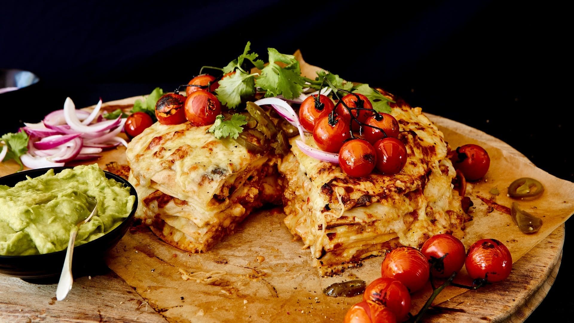 Mexican pork mince and tortilla bake