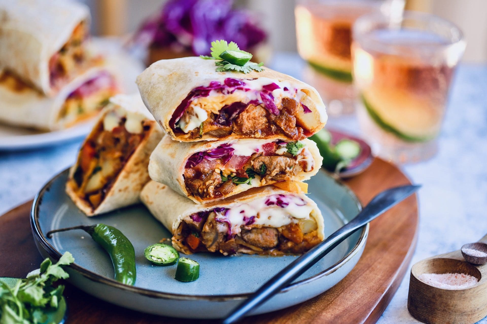 Festive Wraps with Chilli Pork and Veggie Chunks